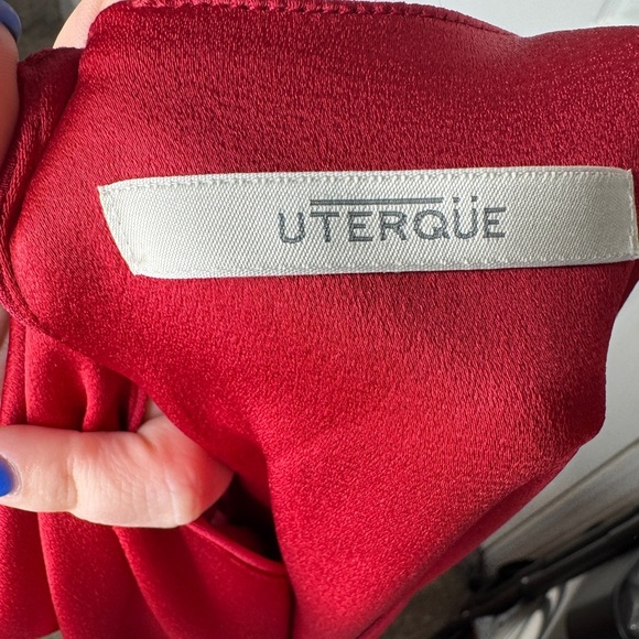 UTERQUE Red Tiered Mini Shift Dress Back Button Closure Cocktail Party - Picture 3 of 4